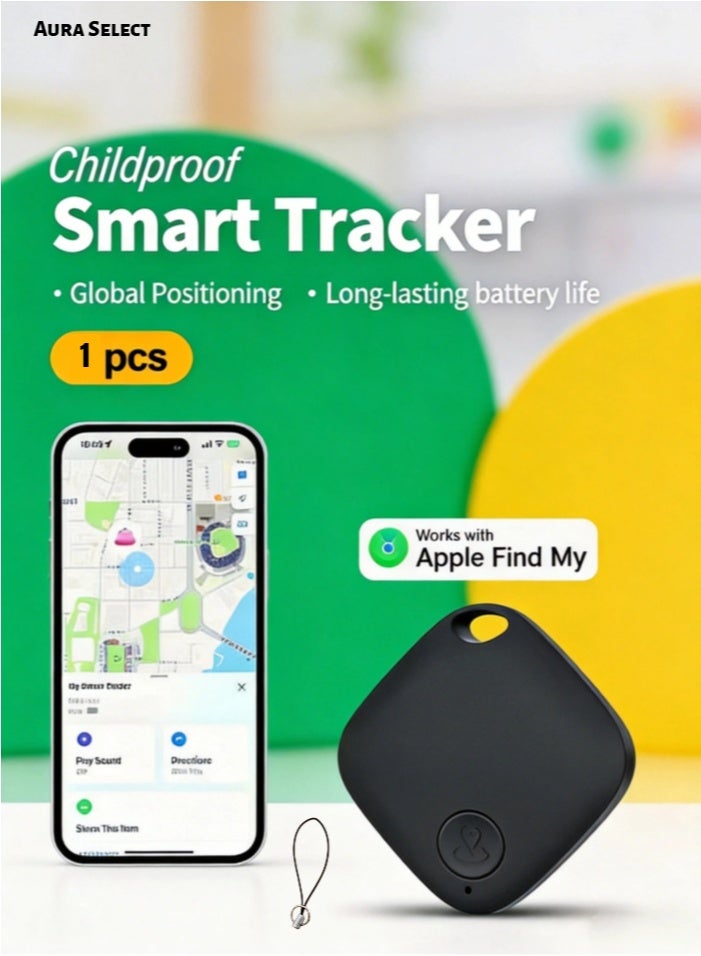  أورا سيليكت جهاز تتبع ذكي، جهاز تحديد موقع المفاتيح اللاسلكي يعمل مع Apple Find My (iOS فقط)، إنذار مضاد للضياع، حماية الخصوصية، جهاز تحديد موقع عن بعد للأطفال والحيوانات الأليفة والحقائب والمفاتيح والمحافظ والأمتعة والمزيد - أسود (عبوة واحدة) - Image 1